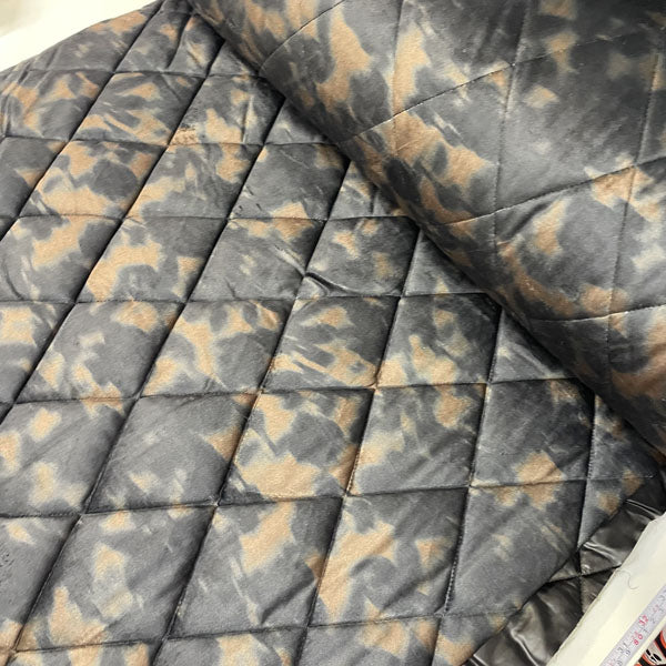 Deadstock Abstract Animal/Camouflage Print Reversible Quilted Velvet Fabric
