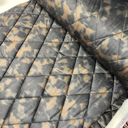 Deadstock Abstract Animal/Camouflage Print Reversible Quilted Velvet Fabric