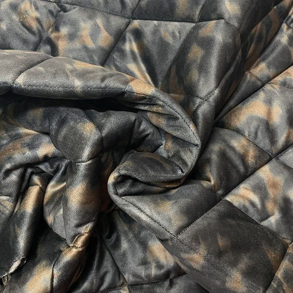 Deadstock Abstract Animal/Camouflage Print Reversible Quilted Velvet Fabric
