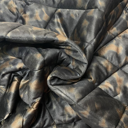 Deadstock Abstract Animal/Camouflage Print Reversible Quilted Velvet Fabric