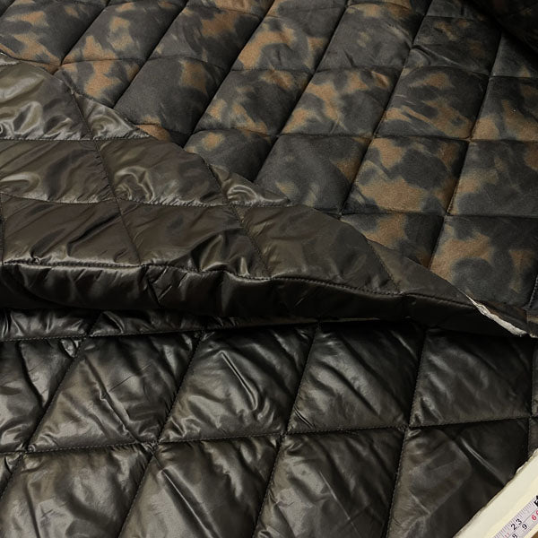 Deadstock Abstract Animal/Camouflage Print Reversible Quilted Velvet Fabric