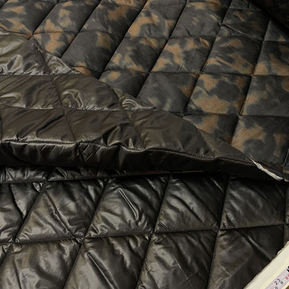 Deadstock Abstract Animal/Camouflage Print Reversible Quilted Velvet Fabric