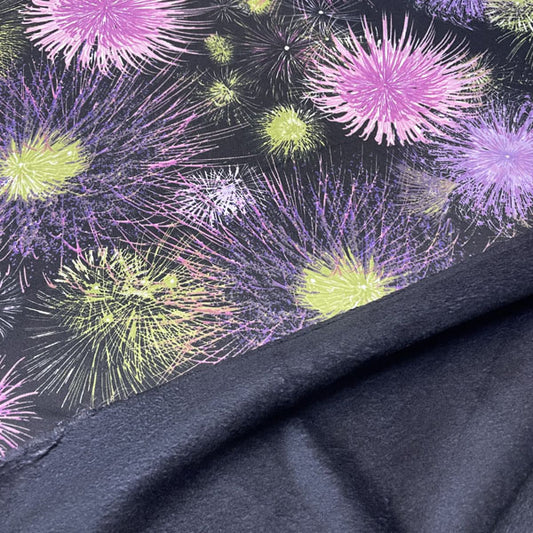 Deadstock Pink & Purple Firework Print Alpine Fleece Backed Sweatshirting Fabric