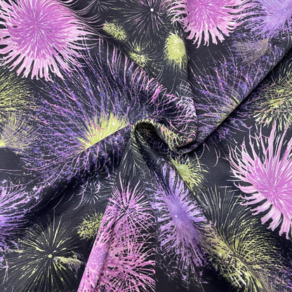 Deadstock Pink & Purple Firework Print Alpine Fleece Backed Sweatshirting Fabric