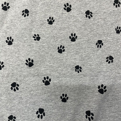 Deadstock Grey & Black Paw Print Alpine Fleece Backed Sweatshirting Fabric