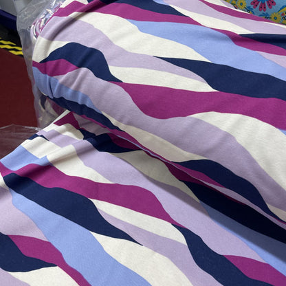 Deadstock Purple Wavy Stripe Alpine Fleece Backed Sweatshirting Fabric