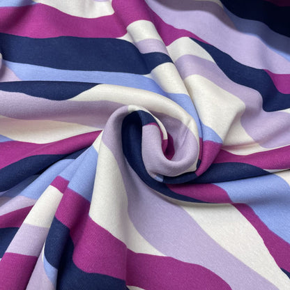 Deadstock Purple Wavy Stripe Alpine Fleece Backed Sweatshirting Fabric