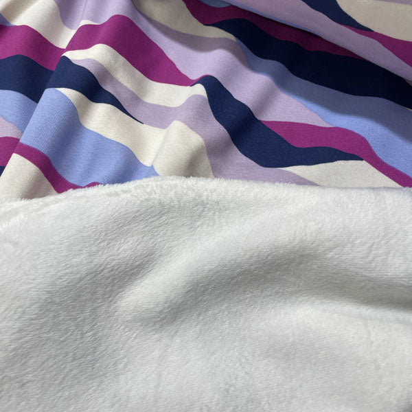 Deadstock Purple Wavy Stripe Alpine Fleece Backed Sweatshirting Fabric