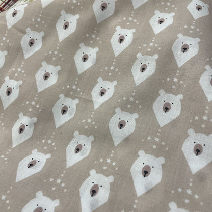 Deadstock Beige Polar Bear Christmas Polycotton Fabric