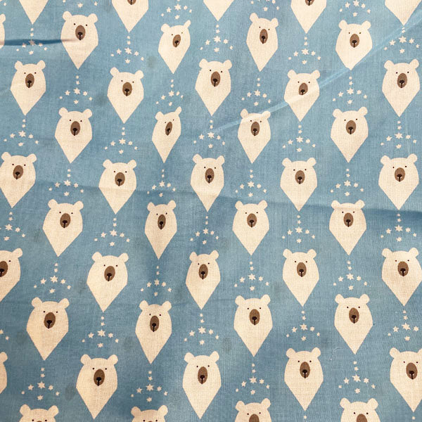 Deadstock Blue Polar Bear Christmas Polycotton Fabric