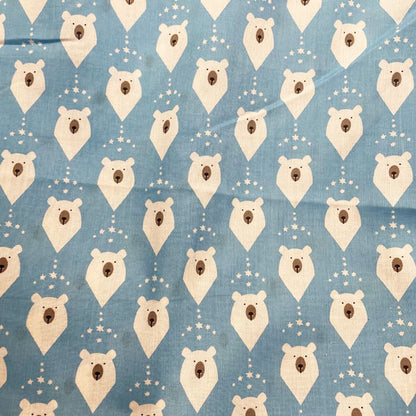 Deadstock Blue Polar Bear Christmas Polycotton Fabric