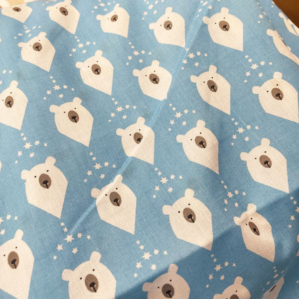 Deadstock Blue Polar Bear Christmas Polycotton Fabric