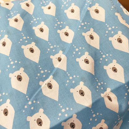 Deadstock Blue Polar Bear Christmas Polycotton Fabric