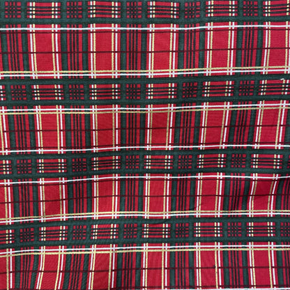 Deadstock Festive Metallic Red, Green & Gold Tartan Cotton Fabric
