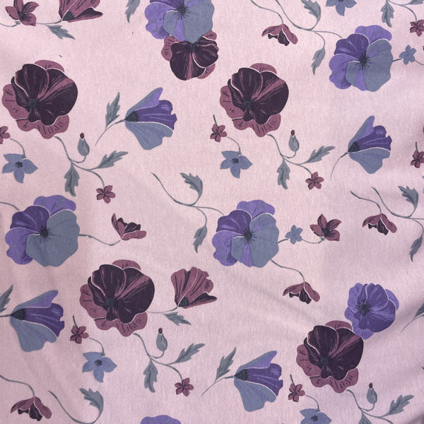 Deadstock Rose Pink Poppy Floral Alpine Fleece Backed Sweatshirting Fabric