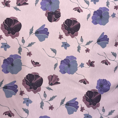 Deadstock Rose Pink Poppy Floral Alpine Fleece Backed Sweatshirting Fabric