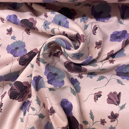 Deadstock Rose Pink Poppy Floral Alpine Fleece Backed Sweatshirting Fabric