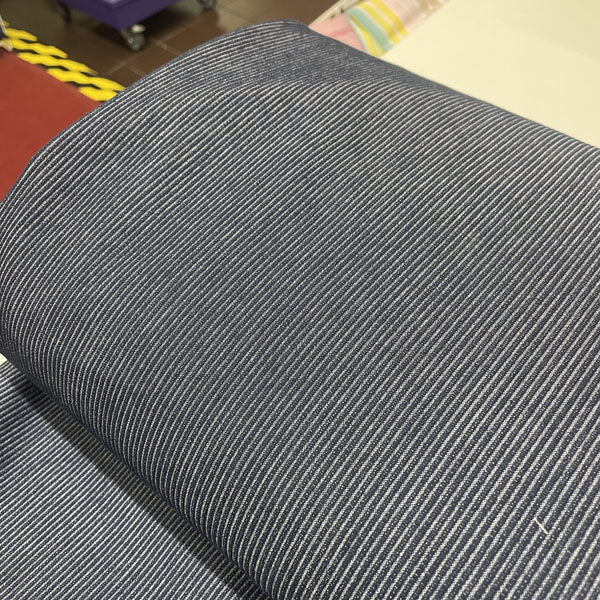 Deadstock Navy Striped Stretch Denim Fabric