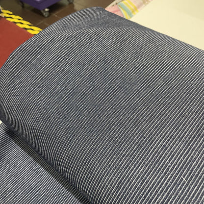 Deadstock Navy Striped Stretch Denim Fabric