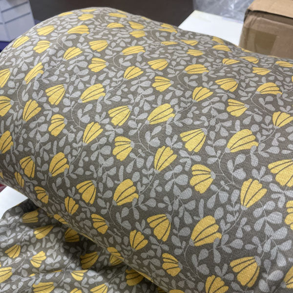Deadstock Yellow & Khaki Floral Alpine Fleece Backed Sweatshirting Fabric