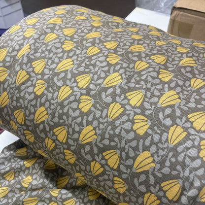 Deadstock Yellow & Khaki Floral Alpine Fleece Backed Sweatshirting Fabric
