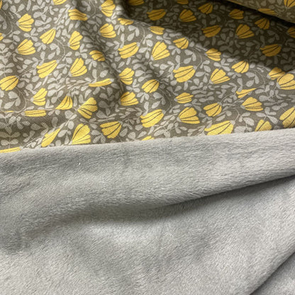 Deadstock Yellow & Khaki Floral Alpine Fleece Backed Sweatshirting Fabric