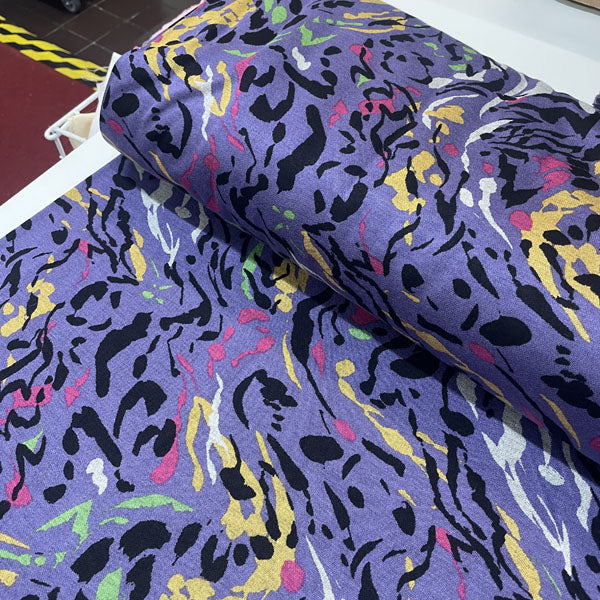 Deadstock Colourful Purple Zebra Stripe Viscose Ponte Roma Fabric