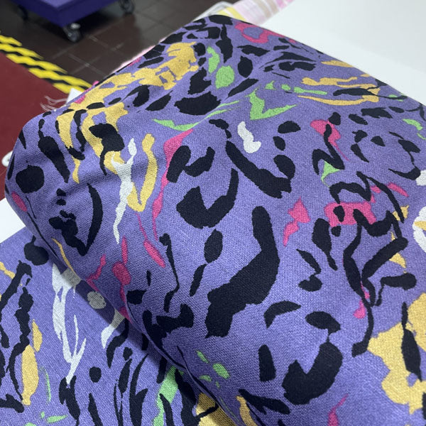 Deadstock Colourful Purple Zebra Stripe Viscose Ponte Roma Fabric