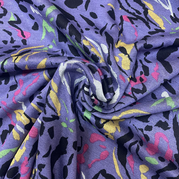 Deadstock Colourful Purple Zebra Stripe Viscose Ponte Roma Fabric