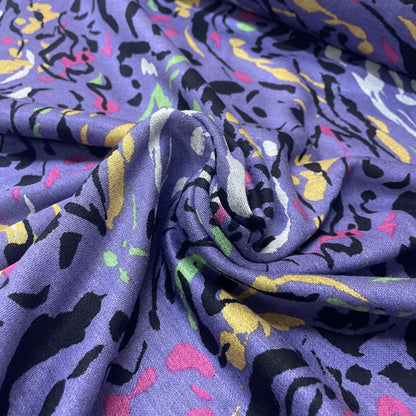 Deadstock Colourful Purple Zebra Stripe Viscose Ponte Roma Fabric