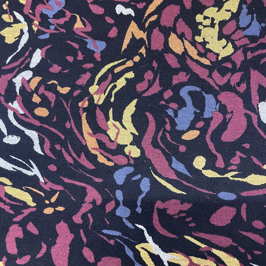 Deadstock Colourful Black Zebra Stripe Viscose Ponte Roma Fabric