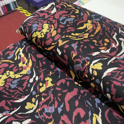 Deadstock Colourful Black Zebra Stripe Viscose Ponte Roma Fabric