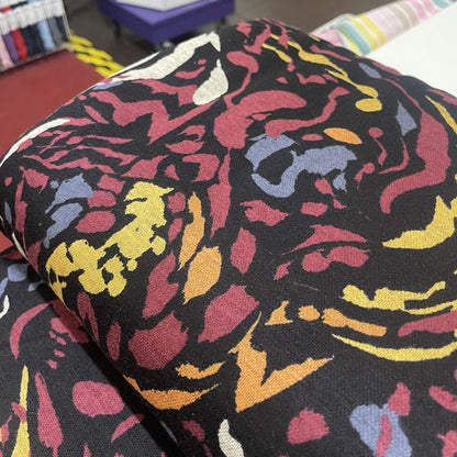 Deadstock Colourful Black Zebra Stripe Viscose Ponte Roma Fabric