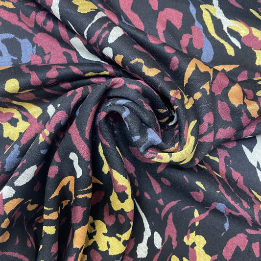 Deadstock Colourful Black Zebra Stripe Viscose Ponte Roma Fabric
