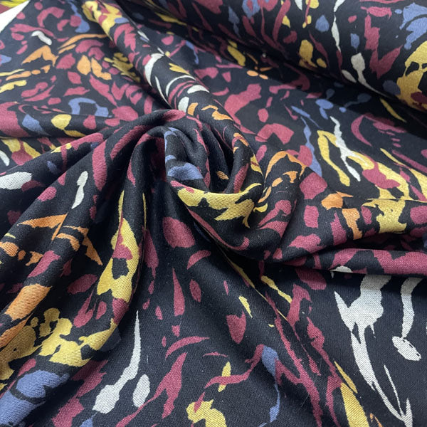 Deadstock Colourful Black Zebra Stripe Viscose Ponte Roma Fabric