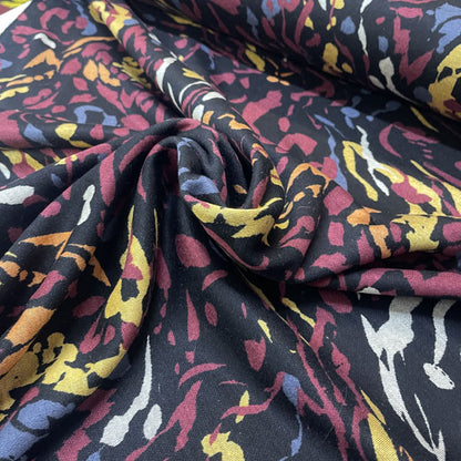Deadstock Colourful Black Zebra Stripe Viscose Ponte Roma Fabric