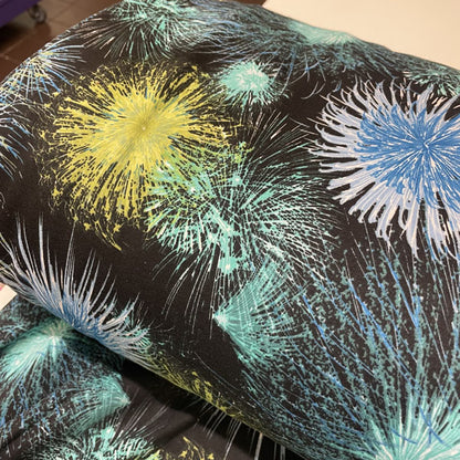Deadstock Blue & Green Firework Alpine Fleece Backed Sweatshirting Fabric