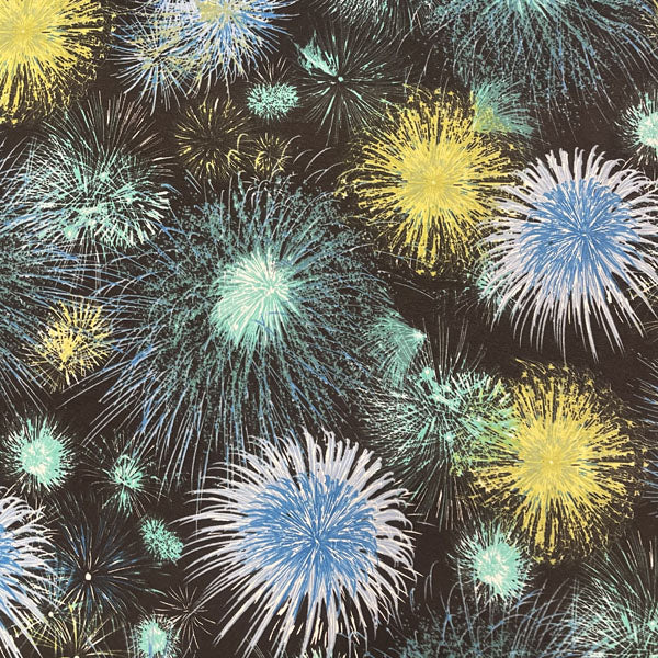 Deadstock Blue & Green Firework Alpine Fleece Backed Sweatshirting Fabric