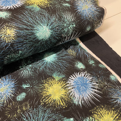 Deadstock Blue & Green Firework Alpine Fleece Backed Sweatshirting Fabric