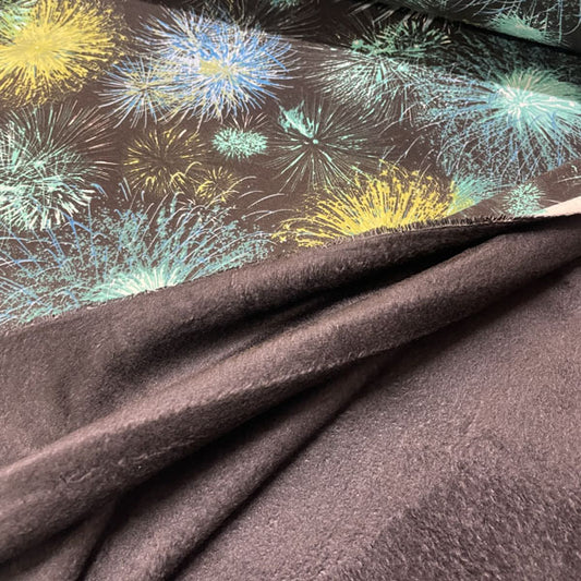 Deadstock Blue & Green Firework Alpine Fleece Backed Sweatshirting Fabric