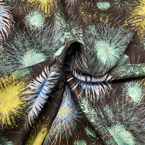 Deadstock Blue & Green Firework Alpine Fleece Backed Sweatshirting Fabric
