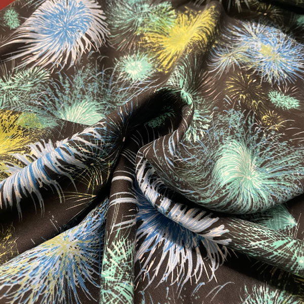 Deadstock Blue & Green Firework Alpine Fleece Backed Sweatshirting Fabric