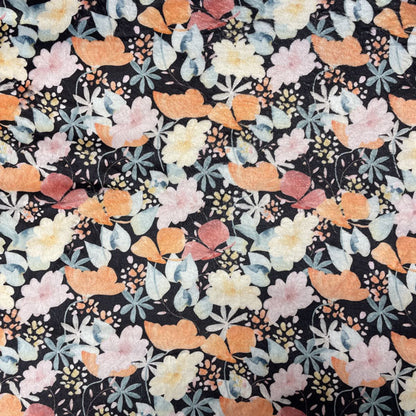 Deadstock Black Fleece with Pastel Floral Print