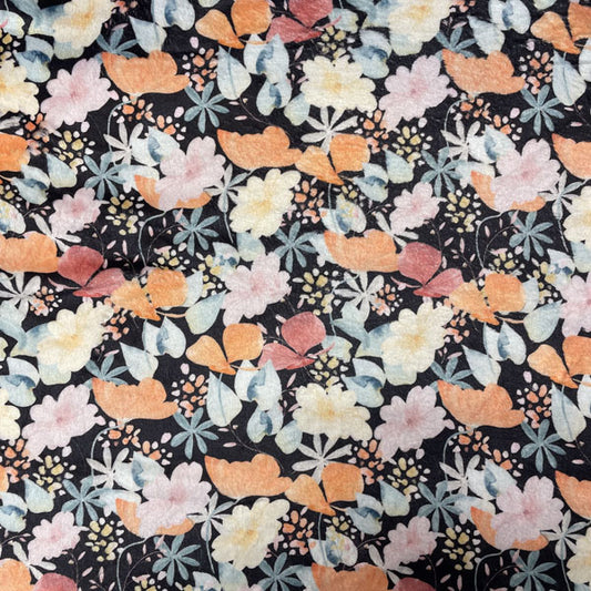 Deadstock Black Fleece with Pastel Floral Print