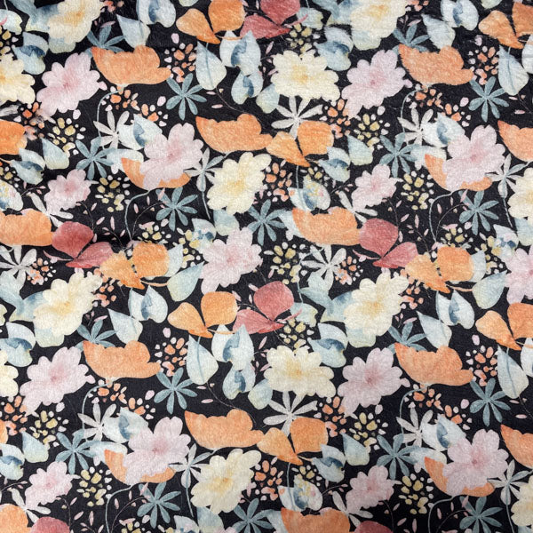 Deadstock Black Fleece with Pastel Floral Print – HEMS Fabric