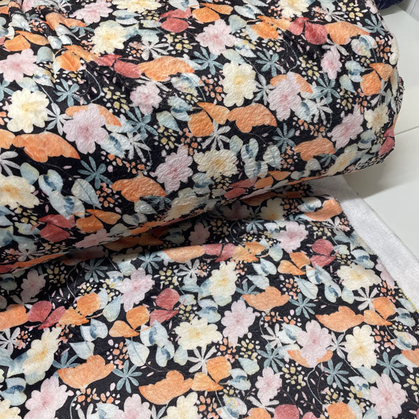 Deadstock Black Fleece with Pastel Floral Print