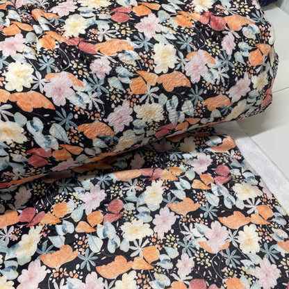 Deadstock Black Fleece with Pastel Floral Print