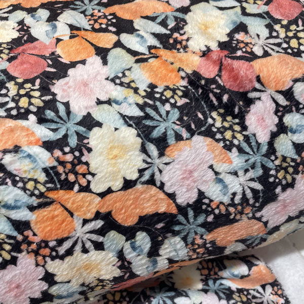 Deadstock Black Fleece with Pastel Floral Print