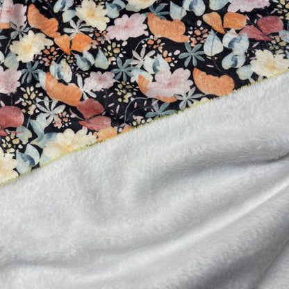Deadstock Black Fleece with Pastel Floral Print