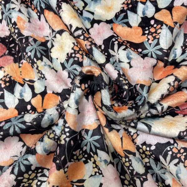 Deadstock Black Fleece with Pastel Floral Print